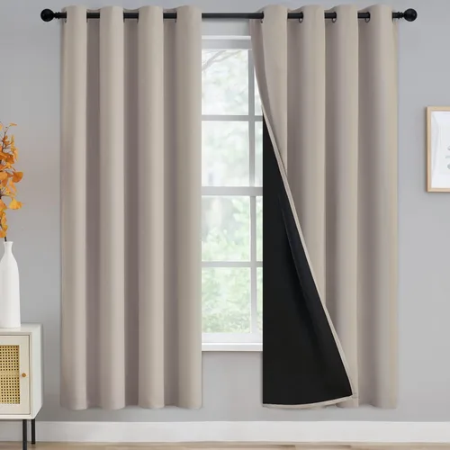 Vista 42 de Yakamok Cortinas 100% opacas para dormitorio, 2 paneles, cortinas de ventana completamente opacas, paneles de ventana con aislamiento térmico