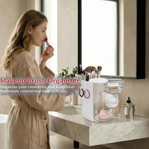 Vista 5 de Organizador de accesorios para el cabello con 2 ganchos, organizador de accesorios para el cabello para niñas con soporte para cepillo de pelo