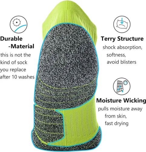 Vista 4 de CWVLC - Calcetines deportivos, hasta el tobillo, de compresión, acolchados, unisex, paquete variado