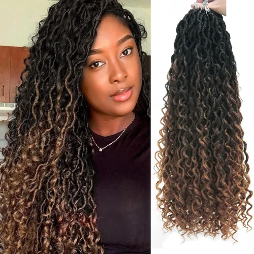 Vista 91 de Goddess Locs - Rastas de cabello corto rizado bohemio sintético de 10 pulgadas, paquete de 8 paquetes de trenzas de ganchillo preenrolladas