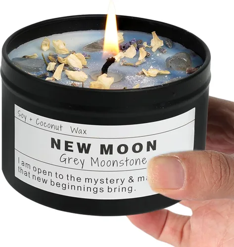 Vista 11 de Velas de soja de cristal, regalos de deseos hechos a mano, ley de deseo de atracción, magia lunar, regalos de velas de cumpleaños. (Manifestación)