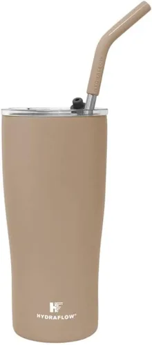 HYDRAFLOW Capri - Vaso de 20 onzas con popote – Vaso aislado al vacío de triple pared – Vaso aislado al vacío – Vaso de acero inoxidable – Vaso
