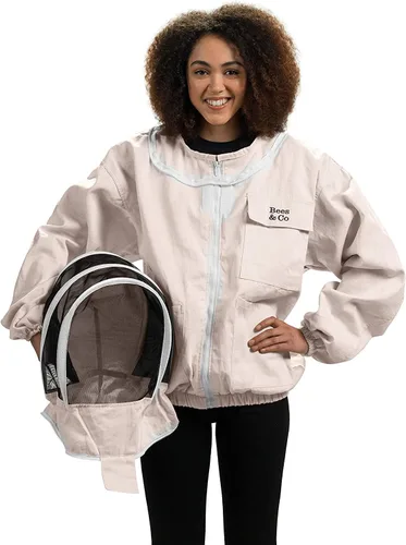 Bees & Co K74 Chaqueta de apicultor de algodón natural con velo de esgrima
