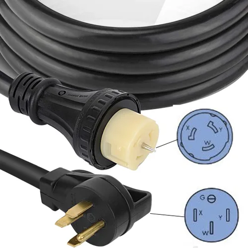 Vista 2 de Cable de extensión de generador de 50 amperios, cable de alimentación resistente de 13 pies 14-50P a SS2-50R para RV, interruptor de transferencia