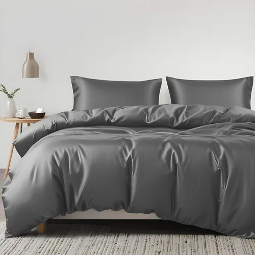 Vista 11 de Juego completo de ropa de cama Linenwalas de Tencel Lyocell con funda de edredón con bolsillo profundo, sábana bajera ajustada, viscosa hecha