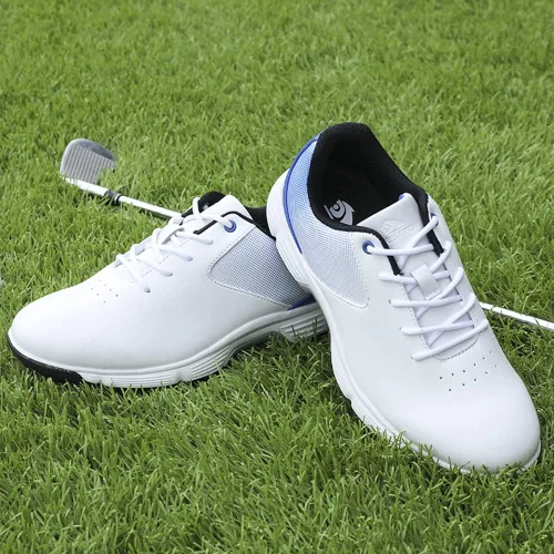 Vista 4 de THESTRON Zapatos de golf para hombre, de malla, transpirables, transpirables, para golf, caminar, 7 puntas, tenis de golf