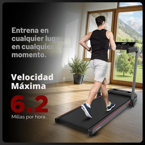 Vista 2 de Cinta de correr eléctrica plegable con asidero Cintas de correr plegables - Cinta de correr plegable para correr con pantalla LCD - 6.2mp/h