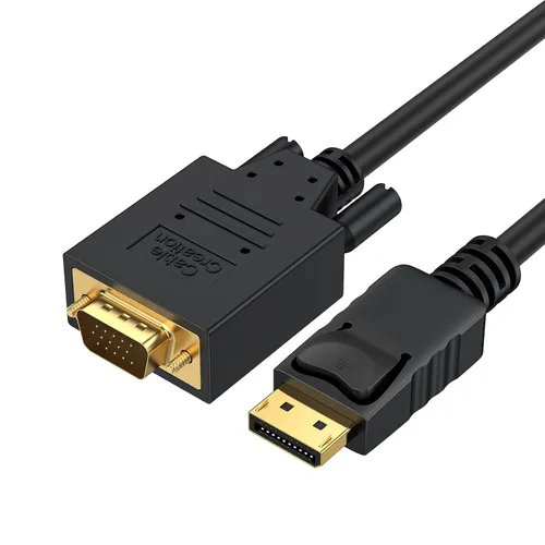 CableCreation Cable Displayport a VGA de 6 pies, adaptador Displayport a VGA chapado en oro de 1080P @60Hz, cable DP macho estándar a VGA macho,