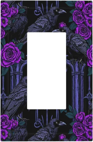 Vista 105 de Cubiertas de tomacorrientes, mármol negro y dorado, hojas blancas doradas, 1 palanca, 1 combinación basculante, placa decorativa de pared, placa