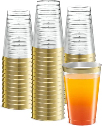 Vista 7 de PLASTICPRO Vasos desechables de plástico transparente de 12 onzas para fiestas y bodas, paquete de 50