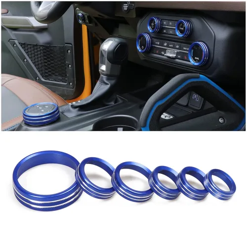 Vista 16 de Cubierta de perilla de interruptor de faros de aire acondicionado para 2021 2022 2023 2024 2025 Nuevo Ford Bronco 2/4 Puerta Interior Accesorios
