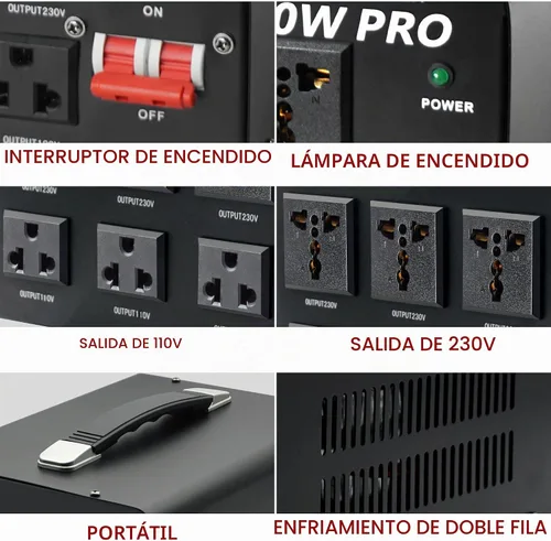 Vista 5 de Convertidor de transformador de voltaje Cantonape 1000 vatios paso arriba/abajo Convertir de 110-120 voltios a 220-240 voltios y de 220-240