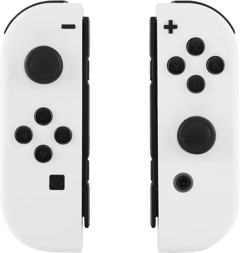 Vista 4 de eXtremeRate Carcasa Joycon con agarre suave y blanco con botones de juego completo para Nintendo Switch, placa frontal de repuesto para Nintendo