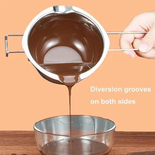 Vista 5 de Olla para fundir chocolate Caldera doble de 40.6 fl oz con mango resistente al calor, juego de olla doble de acero inoxidable, calderas dobles
