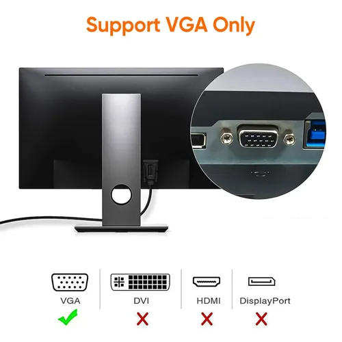 Vista 2 de CableCreation Cable USB 3.0 a VGA de 6 pies, cable adaptador VGA a USB 1080P @ 60Hz, tarjeta de video externa, solo compatible con Windows 10/8.1/8