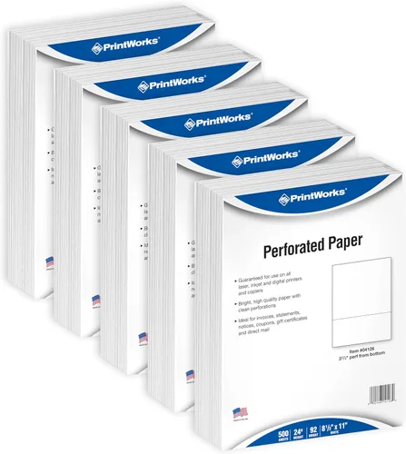Vista 14 de PrintWorks Papel perforado horizontal profesional de 3 5/8 pulgadas, 8.5" x 11" - Perfecto para W-2, 1099 y uso de declaraciones - Hecho