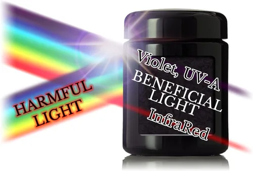 Vista 2 de Tarro de vidrio ultravioleta negro con tapa Recipiente hermético a prueba de olores de 8.5 fl oz de 8 onzas Almacenamiento de hierbas de cuello