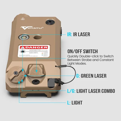 Vista 5 de VOTATU V840 Combo láser verde/luz/IR, linterna táctica de 1500 lúmenes para rifle y carabina compatible con riel M-LOK Picatinny, interruptor