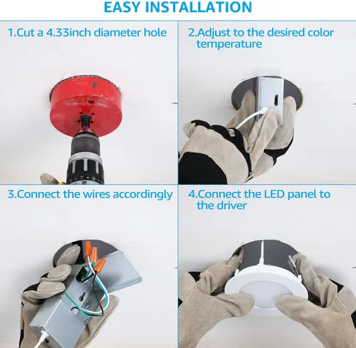 Vista 7 de TORCHSTAR Iluminación empotrable LED delgada de 4 pulgadas con caja J, 2700K/3000K/3500K/4000K/5000K seleccionable, CRI 90+, 700LM regulable 5CCT