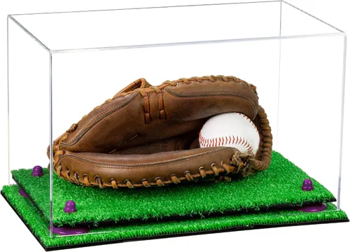 Vista 113 de Better Display Cases Vitrina de guantes de béisbol de acrílico transparente con elevadores negros (A011/V16)