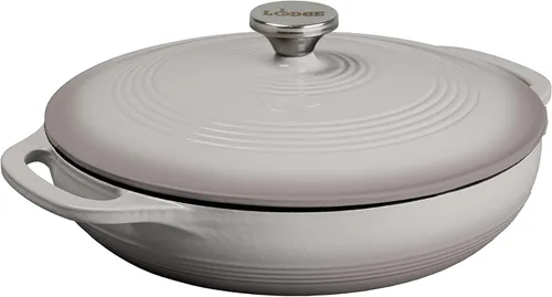 Vista 9 de Lodge Cacerola Ovalada de Hierro Fundido Esmaltado de 3.6 Cuartos con Tapa – Asas Dobles – Apta para Horno hasta 500°F o en Estufa – Úsela