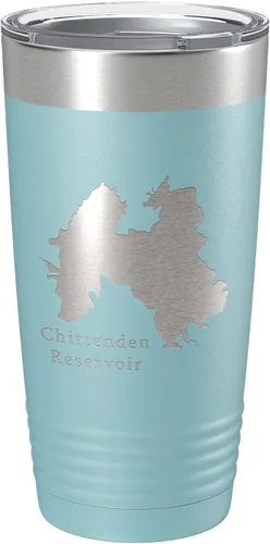 Vista 10 de Chittenden Reservoir Tumbler Lake Map Travel Mug Insulated Laser Engraved Coffee Cup Vermont 20 oz Black