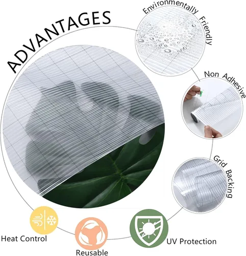 Vista 7 de VELIMAX Película de vidrio con junco, película de privacidad para ventana, vinilo esmerilado para ventana, calcomanías decorativas 3D no adhesivas