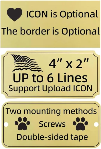 Vista 15 de Placa de identificación de metal grabada personalizada, placa de nombre personalizada, placas de grabado láser personalizadas de metal cepillado