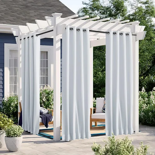 Vista 25 de NICETOWN - Cortinas opacas, impermeables, ojales resistentes al viento, pestaña trasera en la parte superior e inferior, bloqueo solar y cuerda