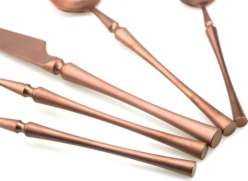 Vista 3 de JASHII Juego de cubiertos de lujo color oro rosa, juego de 5 piezas de cubiertos de acero inoxidable 1810, juego de cubiertos de cubiertos, juego