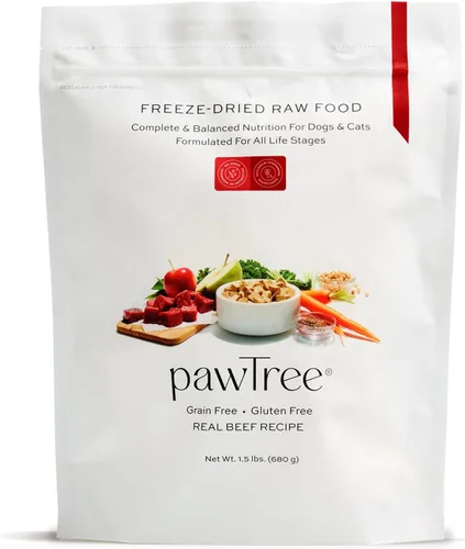 pawTree Alimento crudo liofilizado para perros y gatos. Nutrición rica en nutrientes, totalmente natural, completa y equilibrada. Carne real,