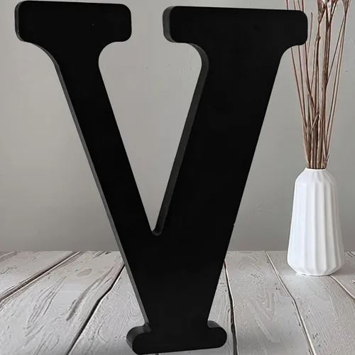 Vista 29 de AOCEAN Letras de madera negra de 12 pulgadas Letras de madera sin terminar para Halloween Letras decorativas de pie Rebanadas Tablero