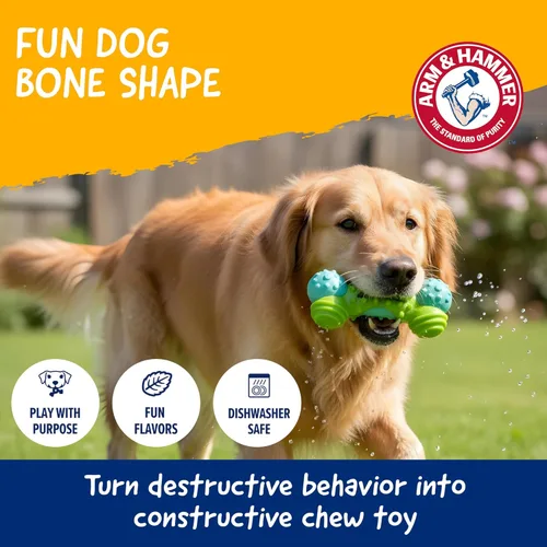 Vista 6 de Arm & Hammer Nubbies Duality Bone, un juguete dental masticable para perros, juguete Nubby Pet limpia los dientes para reducir la placa y el sarro