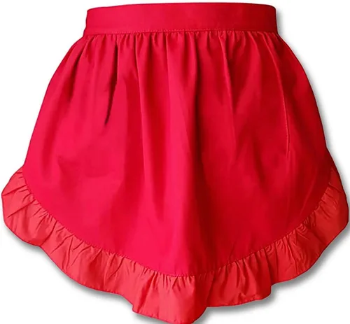 CRB Fashion Delantal de cocina con bolsillo en la cintura, para cocina, se adapta a tallas XS a grande, color rojo, Rojo/Blanco
