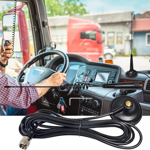 Vista 7 de HYS Antena de base de montaje magnético de 27 Mhz con PL259, base magnética de 2.5 pulgadas, antena CB de acero inoxidable para radio CB móvil