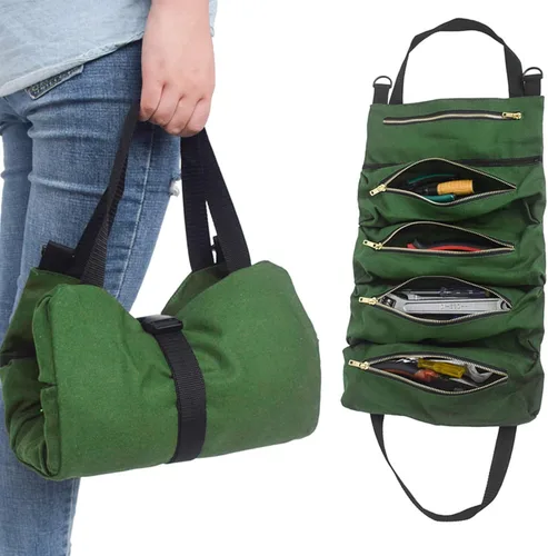 Vista 9 de Tyenaza Portable Canvas Spanner Wrench Tool Roll Up Storage Bag Organizer Pouches Case