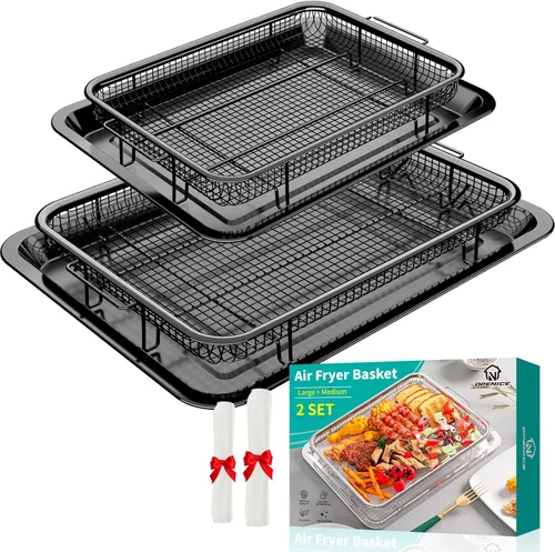 Vista 11 de Cesta para Freidora de Aire para Horno, OPENICE Bandeja y Sartén Grande de Freidora de Aire de 15.6" x 11.6" con 30 Piezas de Papeles de Pergamino