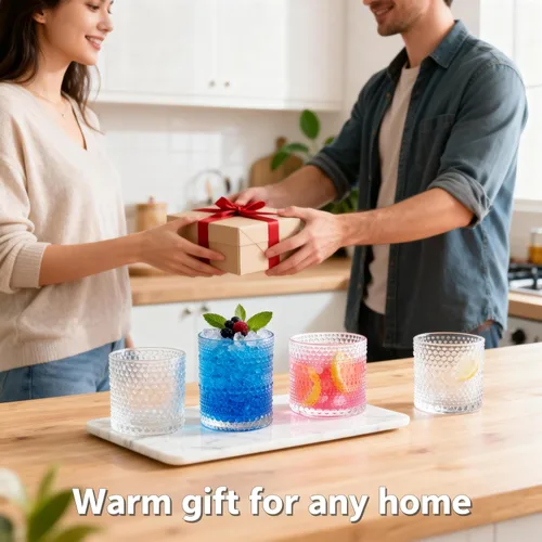 Vista 7 de Hobnail - Juego de 12 vasos de bebida vintage, vasos altos de 12 onzas y vasos de cóctel de 10 onzas, vasos de vidrio duraderos con interior liso