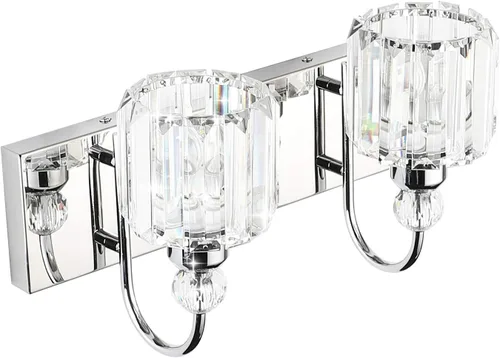 Vista 2 de Ralbay Moderna lámpara de tocador de baño, accesorio de pared de cristal de 2 luces para baño