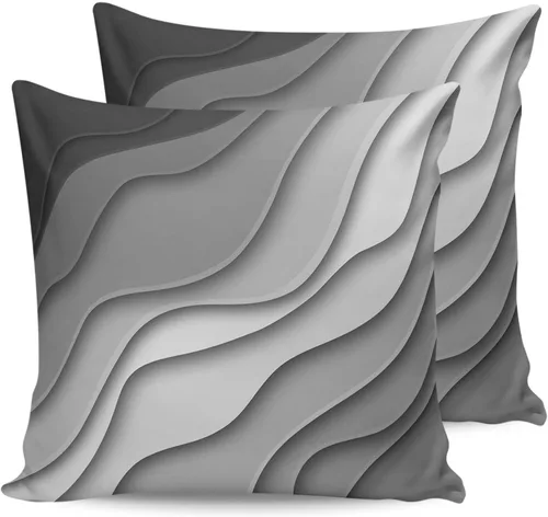 Vista 16 de Juego de 2 fundas de almohada de arte abstracto morado y gris de 16 x 16 pulgadas, modernas fundas de almohada cuadradas degradadas, fundas
