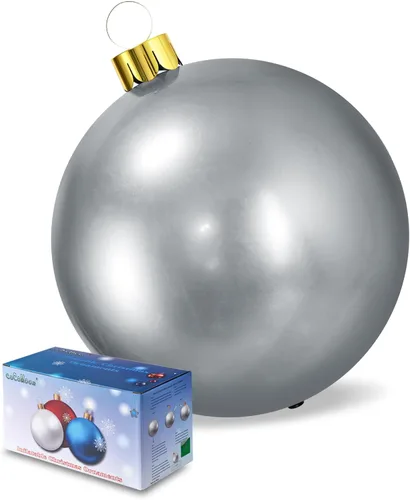 Vista 14 de COCOMOON Adornos inflables de Navidad, de 18 o 25 pulgadas, adornos de bolas de Navidad de gran tamaño para exteriores, decoración de árbol
