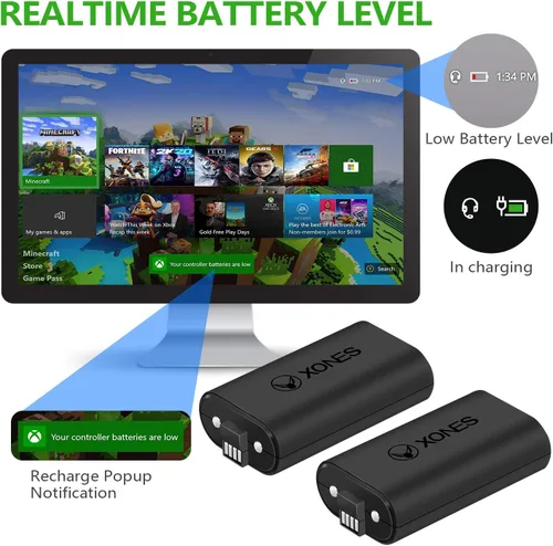 Vista 3 de Lithium Rechargeable Battery Pack for Both Xbox Series XS and Xbox OneSXEliteElite 2 Controller Plug Play and Charge Kit Charging Status LED Long