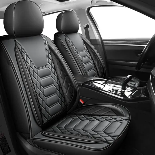 Vista 8 de FREESOO Fundas de asiento delantero de automóvil, 2 unidades, protector de cuero para asiento del conductor, compatible con bolsa de aire, ajuste