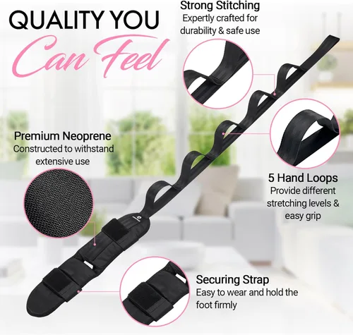 Vista 2 de Stretch Strap with Loops for Foot and Calf - Ideal for Physical Therapy, Achilles Tendonitis Relief, and Plantar Fasciitis - Perfect for Yoga