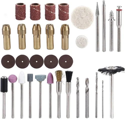 Vista 3 de Kit de herramientas rotativas eléctricas de 34 piezas, accesorio para moler y pulir proyectos de manualidades caseras