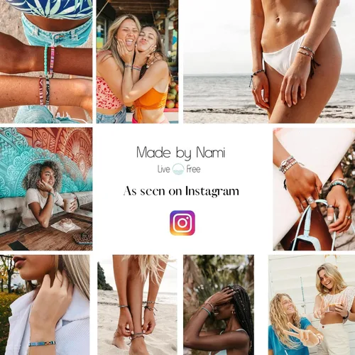 Vista 17 de Made by Nami Boho Surfer Anklet Waterproof & Adjustable Beaded Anklets for Women Beachy Ankle Bracelet Made from Waxed Cotton Rope and Beads for