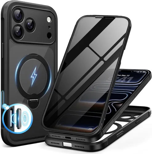 Vista 34 de BERFY Funda para iPhone 17, compatible con MagSafe, protector de pantalla de privacidad integrado y protección de cámara, antiespía de cuerpo
