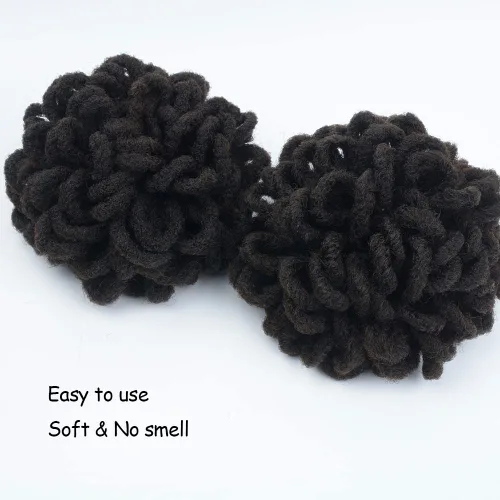 Vista 7 de Yinmei Baibian 2 piezas de rastas con cordón para cola de caballo, extensiones de cabello sintético con clip de pétalos de pétalos, extensiones