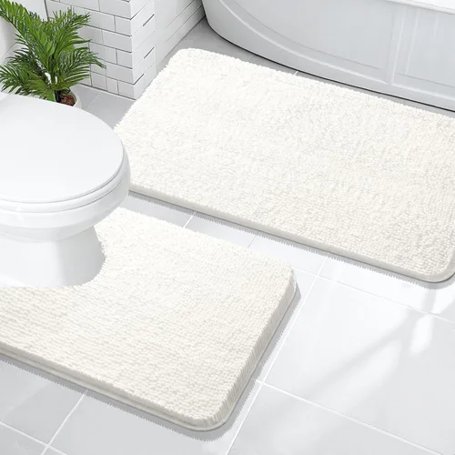 Vista 148 de OLANLY Juego de 2 alfombras de baño de felpilla suave y absorbente, antideslizantes, de secado rápido, lavables a máquina, accesorios de decoración