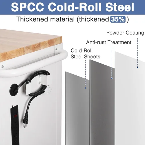 Vista 4 de WORKPRO Cofre de herramientas rodante de 62 pulgadas, gabinete de almacenamiento de herramientas móvil resistente con 7 cajones y 2 puertas, regleta